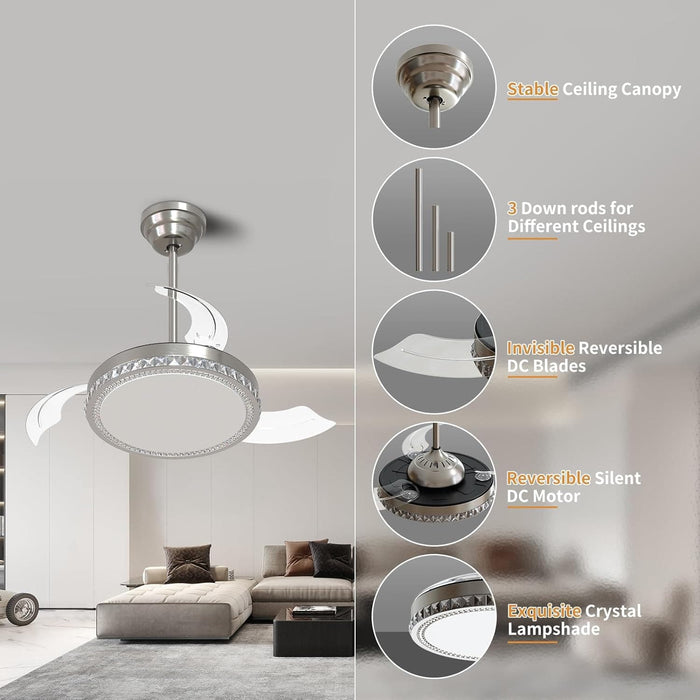 52 in. Indoor Flush Mount Ceiling Fans with Lights, Black Walnut Remote Control Fan, Modern Farmhouse Low Profile Reversible Ceiling Fan Summer Winter-23-ErisView