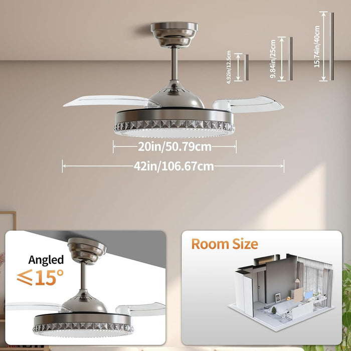 52 in. Indoor Flush Mount Ceiling Fans with Lights, Black Walnut Remote Control Fan, Modern Farmhouse Low Profile Reversible Ceiling Fan Summer Winter-24-ErisView