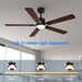 52 in. Indoor Flush Mount Ceiling Fans with Lights, Black Walnut Remote Control Fan, Modern Farmhouse Low Profile Reversible Ceiling Fan Summer Winter-3-ErisView