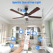 52 in. Indoor Flush Mount Ceiling Fans with Lights, Black Walnut Remote Control Fan, Modern Farmhouse Low Profile Reversible Ceiling Fan Summer Winter-4-ErisView