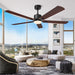 52 in. Indoor Flush Mount Ceiling Fans with Lights, Black Walnut Remote Control Fan, Modern Farmhouse Low Profile Reversible Ceiling Fan Summer Winter-8-ErisView