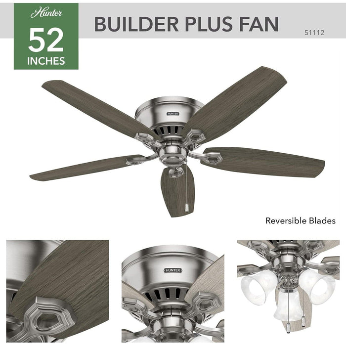 52 in. Indoor LED Ceiling Fan with Pull Chains, Brushed Nickel Ceiling Fan, Traditional Ceiling Fan with Bright Light, Fast Ceiling Fan Summer Winter -2-ErisView