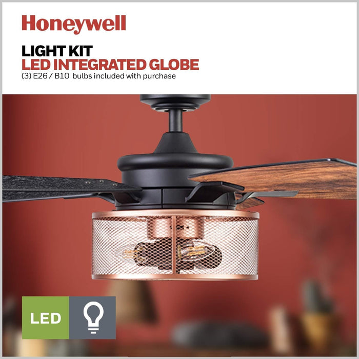 52 in. Indoor LED Industrial Looking Ceiling Fan with Light and Remote Control, Matte Black Reversible Ceiling Fan-18-ErisView