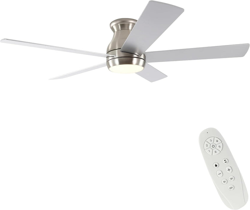 52 in. Indoor Low Profile Brushed Nickel Ceiling Fan for Bedroom Living Room Dining Room, Good Ceiling Fans, 5 Blade Ceiling Fan-1-ErisView