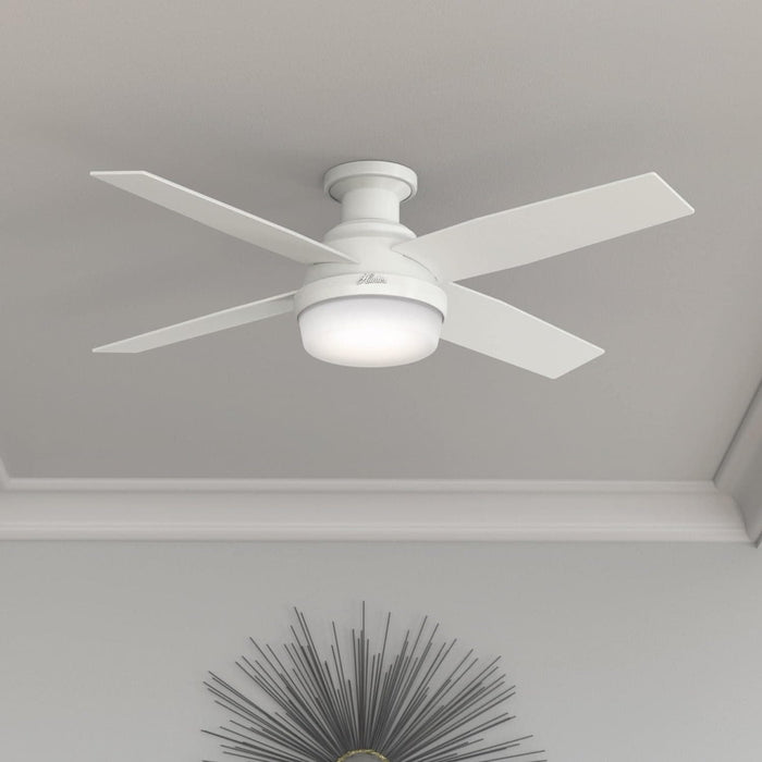 52 in. Indoor Low Profile Ceiling Fan and Light, White Ceiling Fan, Hugger Ceiling Fan with Light-3-ErisView