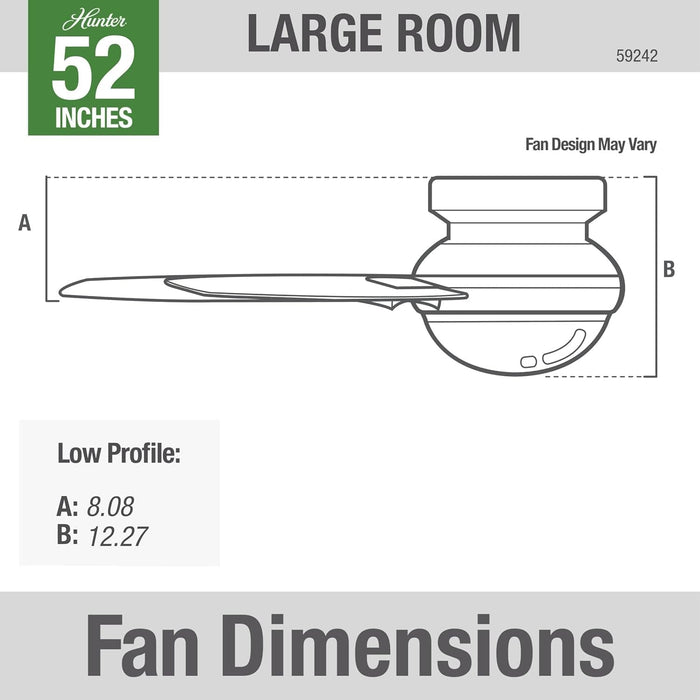 52 in. Indoor Low Profile Ceiling Fan and Light, White Ceiling Fan, Hugger Ceiling Fan with Light-6-ErisView