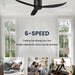 52 in. Indoor Matt Black Ceiling Fan NO Light with Remote Control, 3 Blades Flush Mount Low Profile Ceiling Fan for Dining Room Bedroom Living Room Patio-3-ErisView