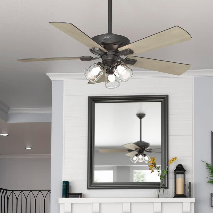 52 in. Indoor Noble Bronze Ceiling Fan with Remote Control, Dimmable Ceiling Fan and Light, Hugger Ceiling Fans-2-ErisView