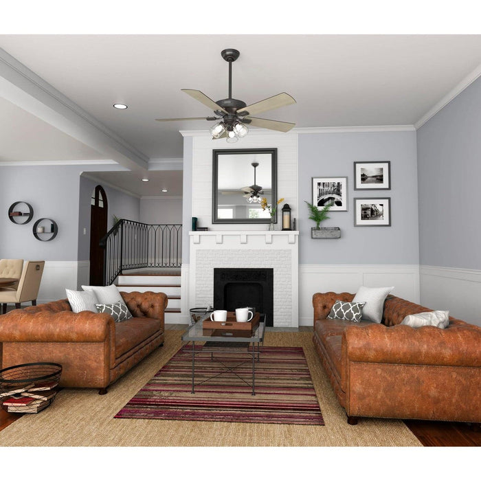 52 in. Indoor Noble Bronze Ceiling Fan with Remote Control, Dimmable Ceiling Fan and Light, Hugger Ceiling Fans-3-ErisView