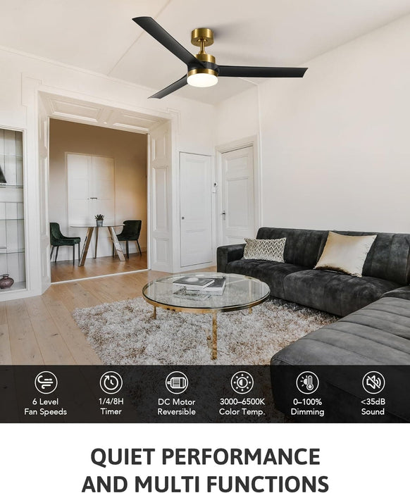 52 in. Indoor Outdoor Black Modern Ceiling Fan and Remote, Reversible Quiet Ceiling Fan for Bedroom, Outdoor Patio Ceiling Fans-10-ErisView
