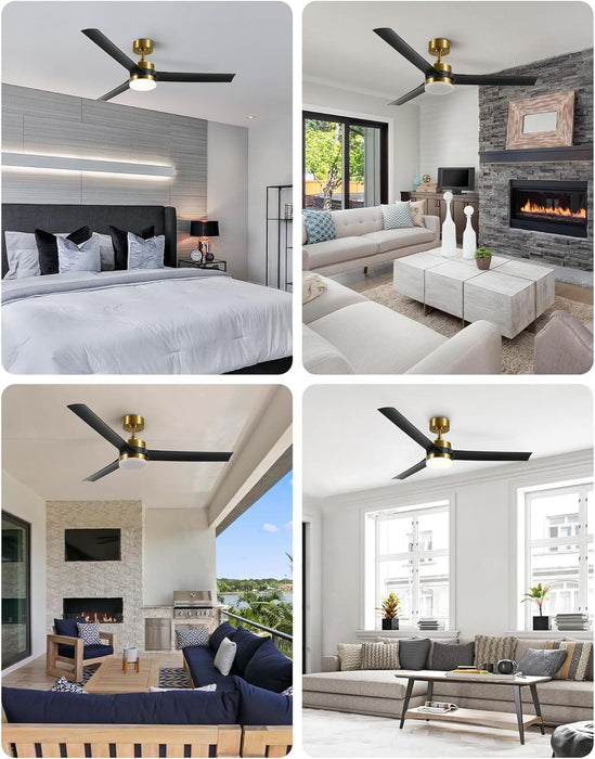52 in. Indoor Outdoor Black Modern Ceiling Fan and Remote, Reversible Quiet Ceiling Fan for Bedroom, Outdoor Patio Ceiling Fans-16-ErisView