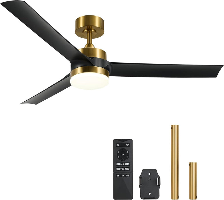 52 in. Indoor Outdoor Black Modern Ceiling Fan and Remote, Reversible Quiet Ceiling Fan for Bedroom, Outdoor Patio Ceiling Fans-9-ErisView