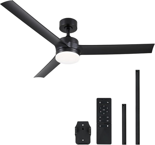 52 in. Indoor Outdoor Black Modern Ceiling Fan and Remote, Reversible Quiet Ceiling Fan for Bedroom, Outdoor Patio Ceiling Fans-1-ErisView