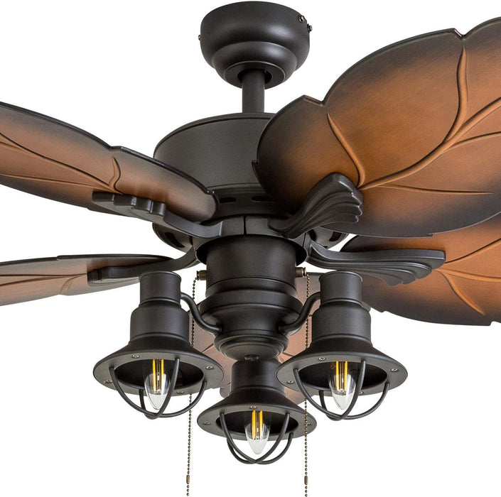 52 in. Indoor Outdoor Ceiling Fan with Light, Bronze Tropical Ceiling Fan with Remote Control, Weather Resistant Palm Leaf Ceiling Fan-4-ErisView