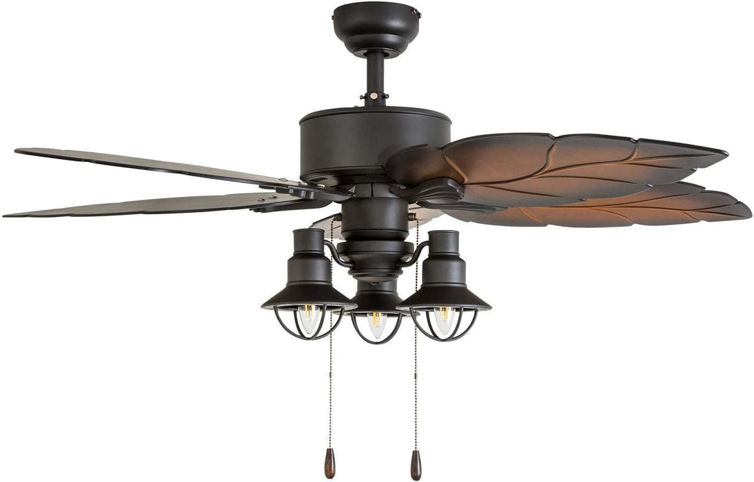 52 in. Indoor Outdoor Ceiling Fan with Light, Bronze Tropical Ceiling Fan with Remote Control, Weather Resistant Palm Leaf Ceiling Fan-7-ErisView