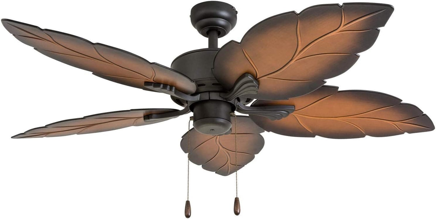 52 in. Indoor Outdoor Ceiling Fan with Light, Bronze Tropical Ceiling Fan with Remote Control, Weather Resistant Palm Leaf Ceiling Fan-8-ErisView