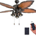 52 in. Indoor Outdoor Ceiling Fan with Light, Bronze Tropical Ceiling Fan with Remote Control, Weather Resistant Palm Leaf Ceiling Fan-1-ErisView