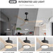 52 in. Indoor Outdoor Ceiling Fan with Light and Remote, Natural Wood Reversible Quiet Ceiling Fans for Bedroom Living Room, Patio Fans-4-ErisView