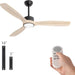 52 in. Indoor Outdoor Ceiling Fan with Light and Remote, Natural Wood Reversible Quiet Ceiling Fans for Bedroom Living Room, Patio Fans-8-ErisView