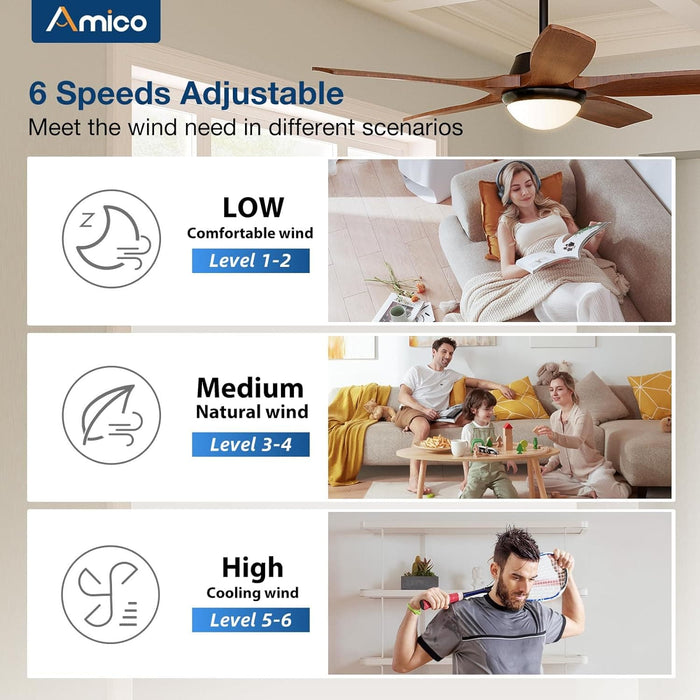 52 in. Indoor Outdoor Ceiling Fan with Remote Control, Reversible Ceiling Fan for Bedroom Dining Room Living Room, Outdoor Fan for Patio-3-ErisView