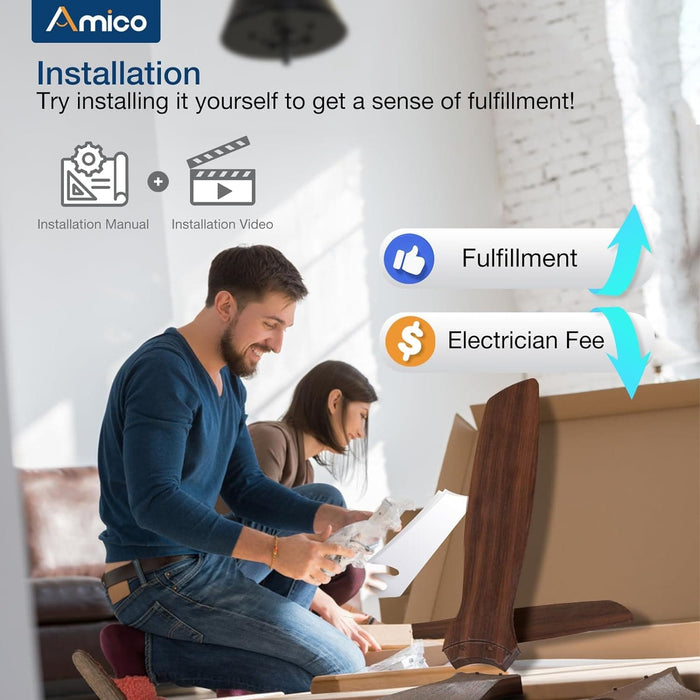 52 in. Indoor Outdoor Ceiling Fan with Remote Control, Reversible Ceiling Fan for Bedroom Dining Room Living Room, Outdoor Fan for Patio-8-ErisView
