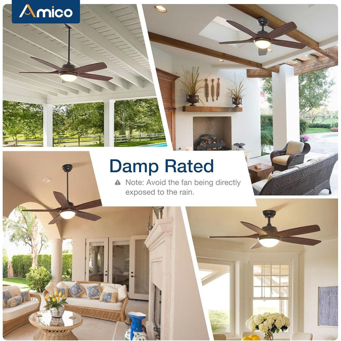52 in. Indoor Outdoor Ceiling Fan with Remote Control, Reversible Ceiling Fan for Bedroom Dining Room Living Room, Outdoor Fan for Patio-9-ErisView