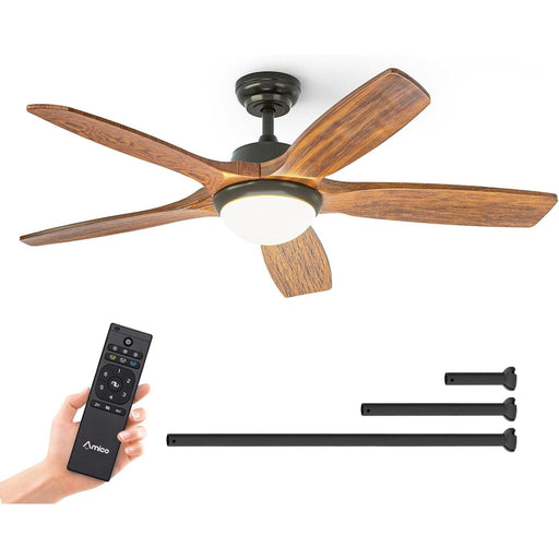 52 in. Indoor Outdoor Ceiling Fan with Remote Control, Reversible Ceiling Fan for Bedroom Dining Room Living Room, Outdoor Fan for Patio-1-ErisView