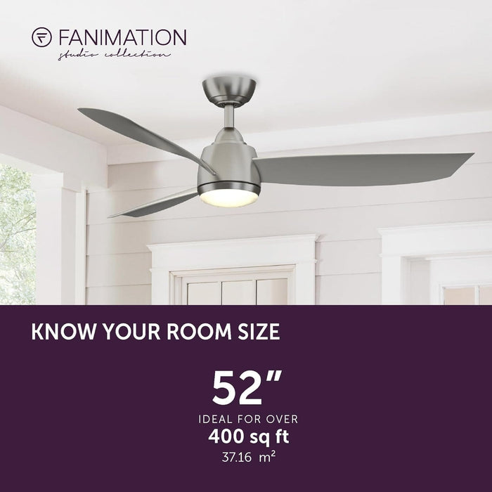 52 in. Indoor Outdoor Ceiling Fans with LED Light Kit, Brushed Nickel Ceiling Fan, Gray Ceiling Fan-13-ErisView