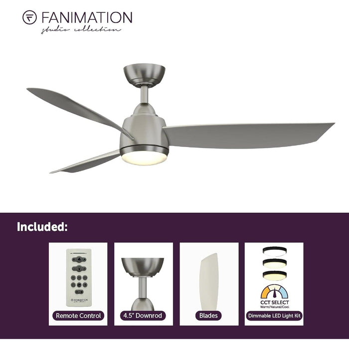 52 in. Indoor Outdoor Ceiling Fans with LED Light Kit, Brushed Nickel Ceiling Fan, Gray Ceiling Fan-6-ErisView