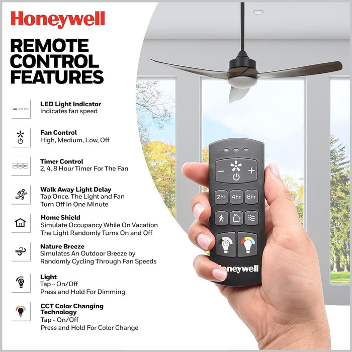 52 in. Indoor Outdoor Ceiling Fans with LED Light Remote, Brown Reversible Black Outdoor Fan, Exterior Fans-4-ErisView