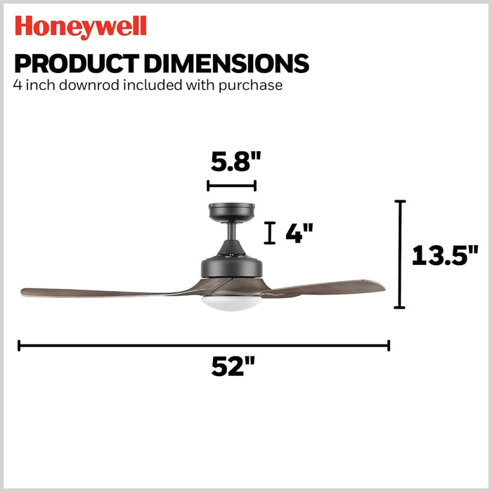 52 in. Indoor Outdoor Ceiling Fans with LED Light Remote, Brown Reversible Black Outdoor Fan, Exterior Fans-6-ErisView