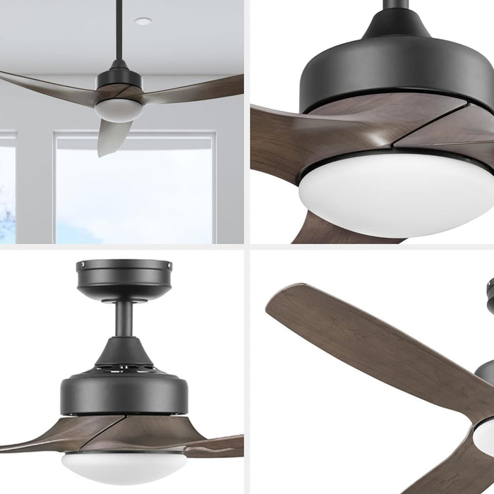 52 in. Indoor Outdoor Ceiling Fans with LED Light Remote, Brown Reversible Black Outdoor Fan, Exterior Fans-8-ErisView
