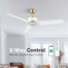 52 in. Indoor Outdoor Ceiling Fans with Light Remote APP Control, 3 Blade Modern White Gold Ceiling Fan for Bedroom Living Room, Outdoor Patio Fans-6-ErisView