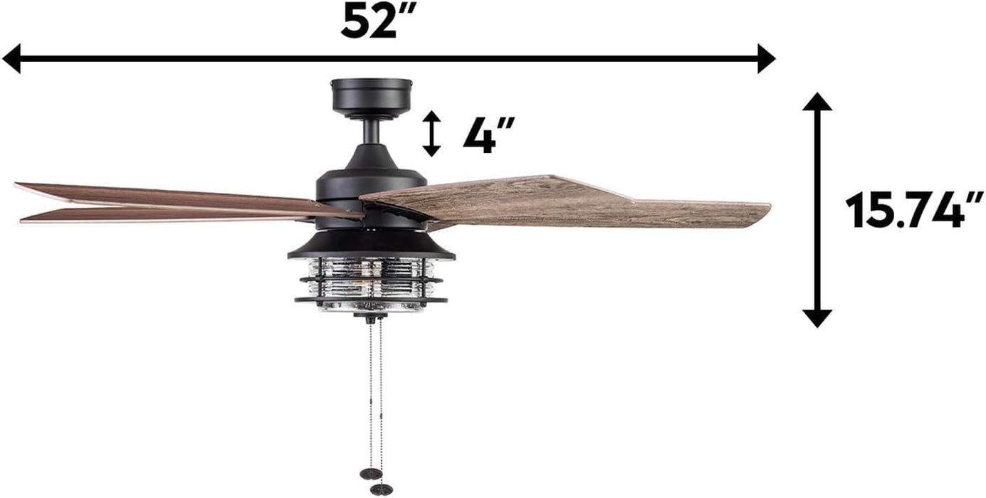 52 in. Indoor Outdoor Farmhouse Ceiling Fan with Light, Pull Chain, Reversible Fan for Summer Winter, Matte Black Outdoor Fan-10-ErisView
