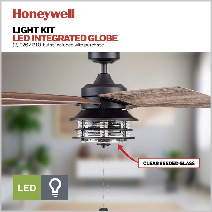 52 in. Indoor Outdoor Farmhouse Ceiling Fan with Light, Pull Chain, Reversible Fan for Summer Winter, Matte Black Outdoor Fan-5-ErisView