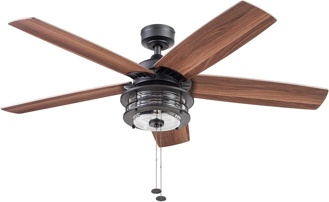 52 in. Indoor Outdoor Farmhouse Ceiling Fan with Light, Pull Chain, Reversible Fan for Summer Winter, Matte Black Outdoor Fan-9-ErisView