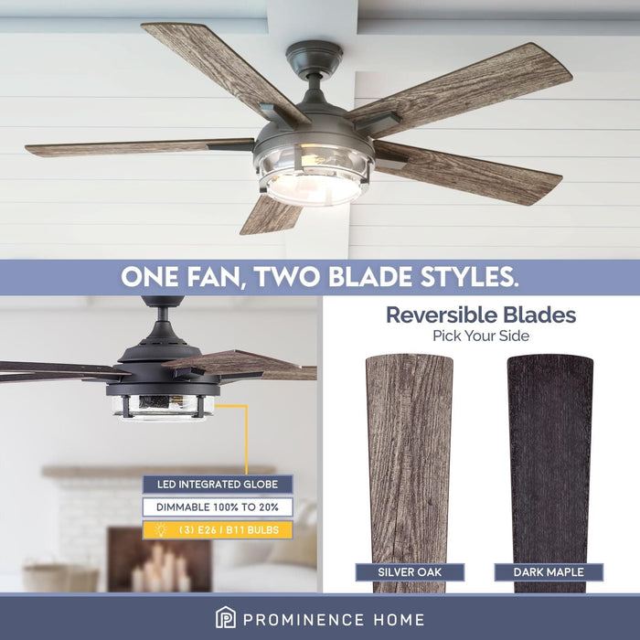 52 in. Indoor Outdoor LED Ceiling Fan with Light, Remote Control, Reversible Fan for Summer Winter, Black Outdoor Fan-3-ErisView