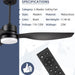 52 in. Indoor Outdoor Modern Ceiling Fan with Light and Remote, Reversible Ceiling Fan for Living Room Bedroom, Bathroom, Matte Black Outdoor Fan-2-ErisView