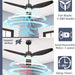 52 in. Indoor Outdoor Modern Ceiling Fan with Light and Remote, Reversible Ceiling Fan for Living Room Bedroom, Bathroom, Matte Black Outdoor Fan-3-ErisView