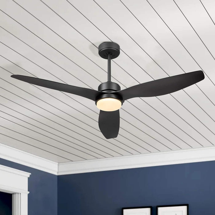 52 in. Indoor Outdoor Modern Ceiling Fan with Light and Remote, Reversible Ceiling Fan for Living Room Bedroom, Bathroom, Matte Black Outdoor Fan-7-ErisView