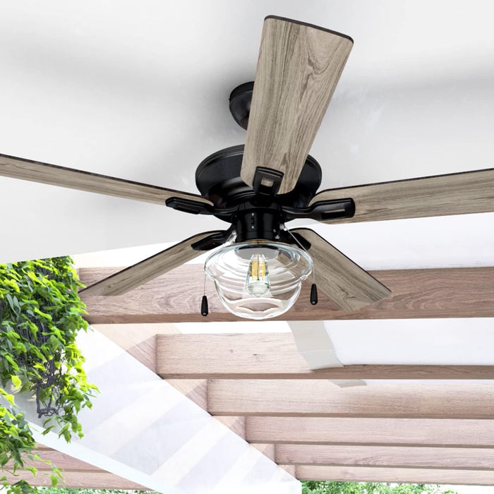 52 in. Indoor Outdoor Modern Farmhouse Ceiling Fan with Light, Bronze LED Ceiling Fan with Light Pull Chain, Reversible Ceiling Fan Summer Winter-3-ErisView