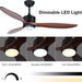 52 in. Indoor Outdoor Reversible Silent Ceiling Fan, Wood Ceiling Fan with Lights and Remote, 3 Blade Propeller Smart Ceiling Fan for Bedroom Living Room-10-ErisView
