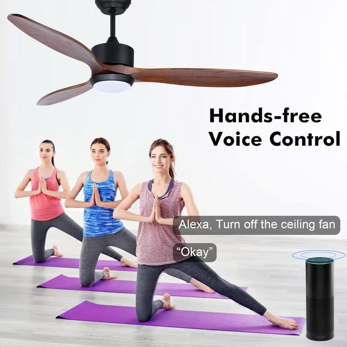 52 in. Indoor Outdoor Reversible Silent Ceiling Fan, Wood Ceiling Fan with Lights and Remote, 3 Blade Propeller Smart Ceiling Fan for Bedroom Living Room-11-ErisView