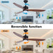 52 in. Indoor Outdoor Reversible Silent Ceiling Fan, Wood Ceiling Fan with Lights and Remote, 3 Blade Propeller Smart Ceiling Fan for Bedroom Living Room-12-ErisView