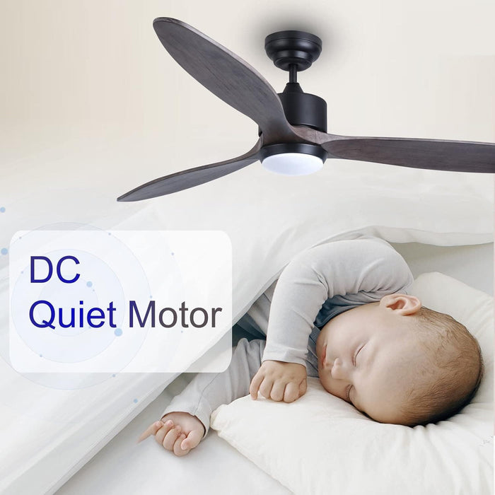 52 in. Indoor Outdoor Reversible Silent Ceiling Fan, Wood Ceiling Fan with Lights and Remote, 3 Blade Propeller Smart Ceiling Fan for Bedroom Living Room-16-ErisView