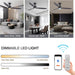52 in. Indoor Outdoor Reversible Silent Ceiling Fan, Wood Ceiling Fan with Lights and Remote, 3 Blade Propeller Smart Ceiling Fan for Bedroom Living Room-17-ErisView