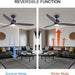52 in. Indoor Outdoor Reversible Silent Ceiling Fan, Wood Ceiling Fan with Lights and Remote, 3 Blade Propeller Smart Ceiling Fan for Bedroom Living Room-18-ErisView
