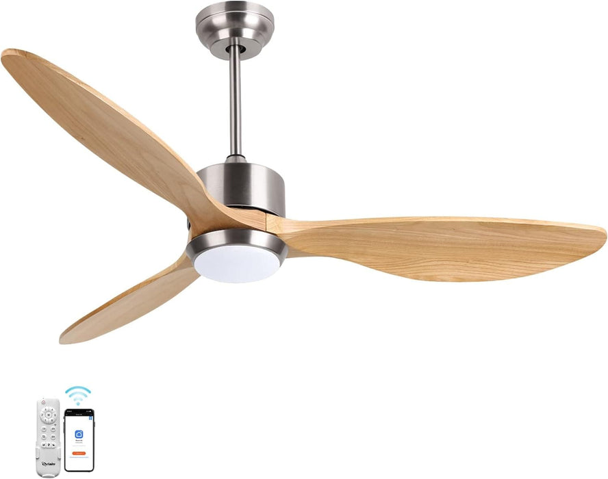 52 in. Indoor Outdoor Reversible Silent Ceiling Fan, Wood Ceiling Fan with Lights and Remote, 3 Blade Propeller Smart Ceiling Fan for Bedroom Living Room-21-ErisView