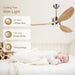 52 in. Indoor Outdoor Reversible Silent Ceiling Fan, Wood Ceiling Fan with Lights and Remote, 3 Blade Propeller Smart Ceiling Fan for Bedroom Living Room-22-ErisView