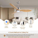 52 in. Indoor Outdoor Reversible Silent Ceiling Fan, Wood Ceiling Fan with Lights and Remote, 3 Blade Propeller Smart Ceiling Fan for Bedroom Living Room-23-ErisView
